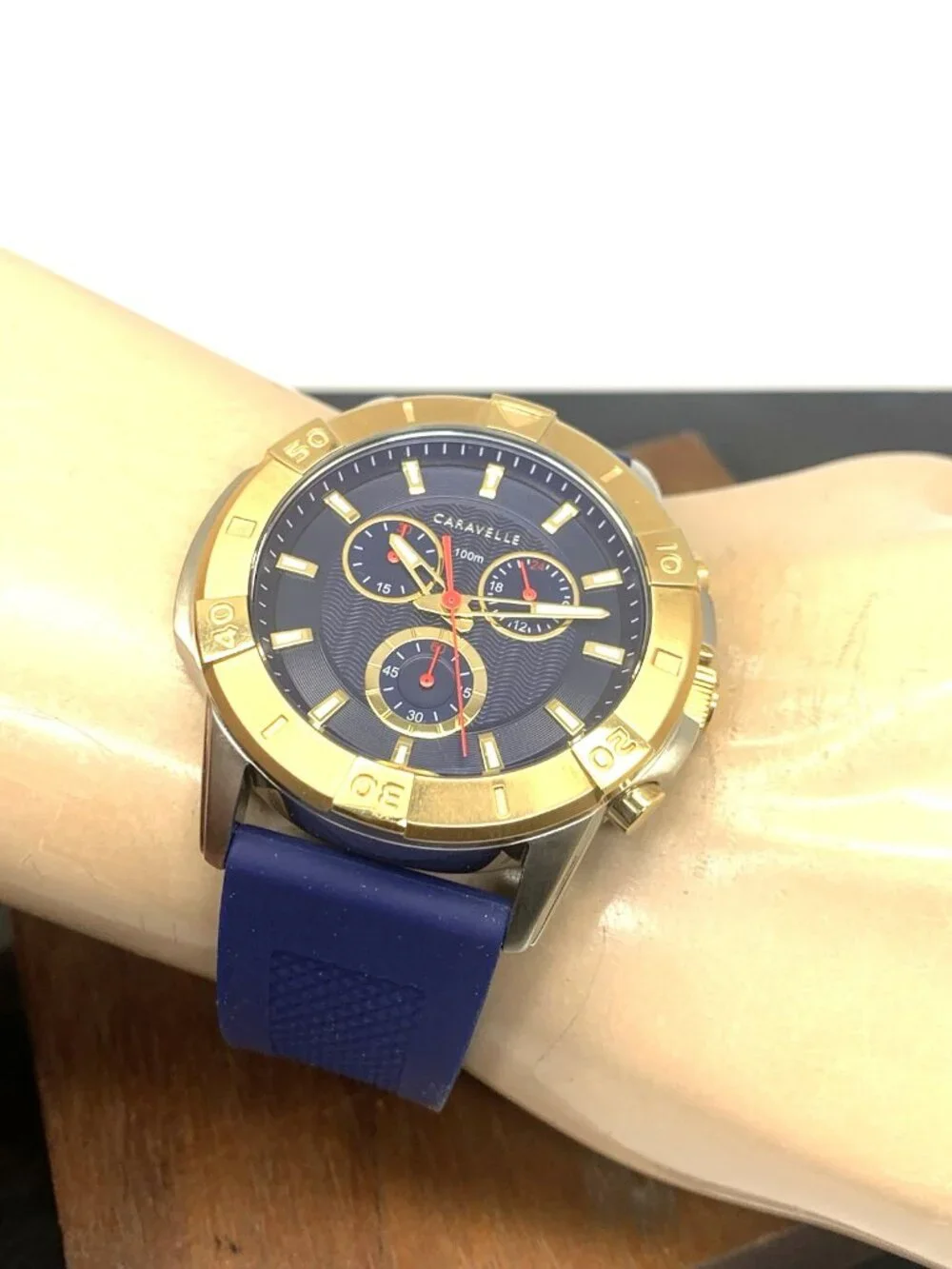 Caravelle Bulova Men's Watch 45B161 Aqualuxx Quartz Chronograph Blue Dial 44mm